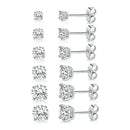 6Pairs/lot Fashion Women Zircon Mini Small Ear Stud Earrings Simple Jewelry
