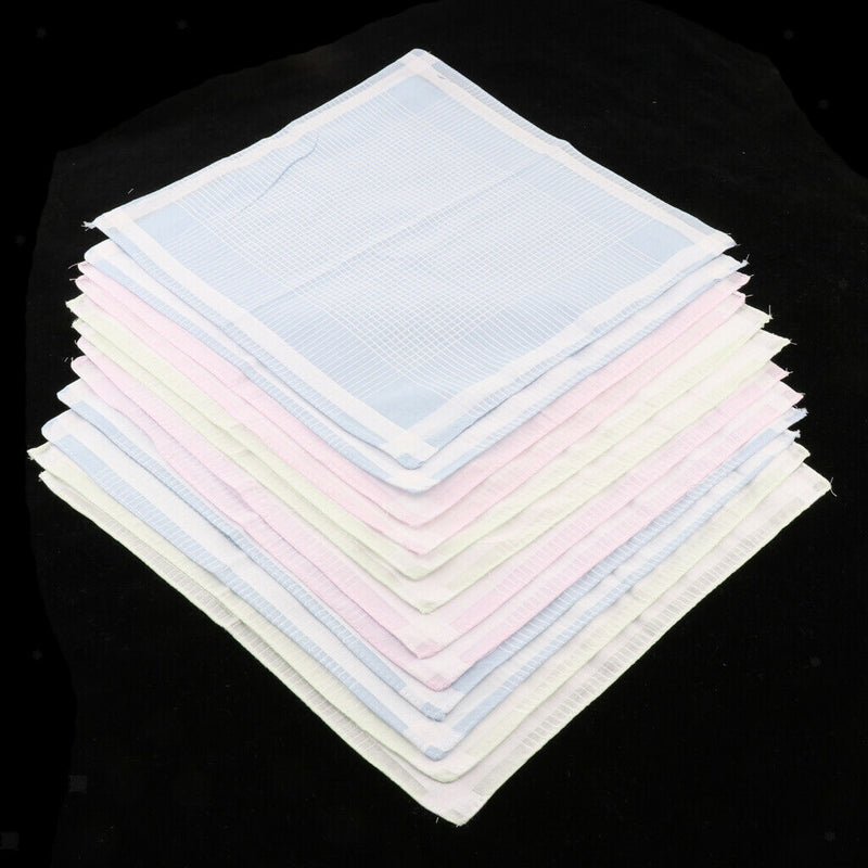 12pcs Men Women Classic Plaid Cotton Pocket Handkerchief Pocket Square Hanky