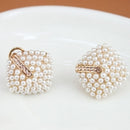 1 Pair Retro Sweet Crystal Rhinestone White Rhombus Ear Studs Earrings HOT