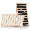 Bamboo Wooden Ring Display Stand Stud Earring Box Jewelry Display Tray, White