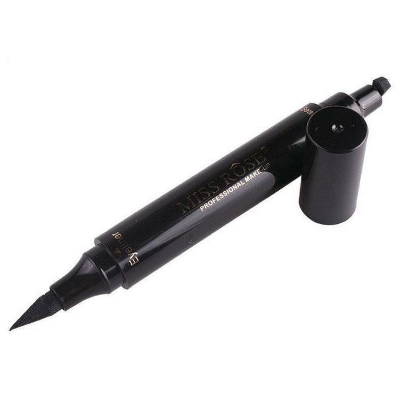 2 in 1 Pro Winged Eyeliner Stamp Waterproof Makeup Eye Liner Pencil Liquid Black