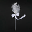 Bowknot Wedding Signing Pen White Ostrich Feather Pen with Diamante