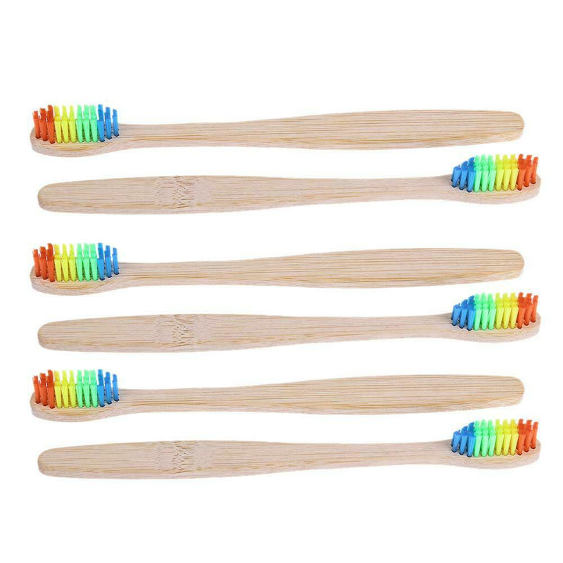 10pcs Soft Rainbow Head Bamboo Toothbrushes Oral Care Teeth Whitening Tools A