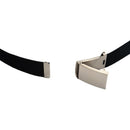 Unisex Plain Webbing Canvas Metal Buckle Belt Black S1H4