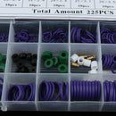 225Pcs 18 Sizes Repair Kit A/C System Auto Car Air Conditioning HNBR O Rings