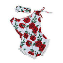 2PCS Set Infant Kids Baby Girls Sleeveless Rose Flower Romper Jumpsuit + He