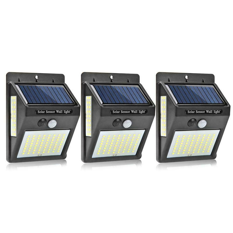 3pcs 100LED Solar Power Motion Sensor Wall Light Outdoor Garden Yard Lamp A