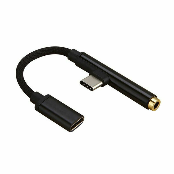 2in1 Type-C To USB-C 3.5mm Jack Aux Earphone Cable Adapter for Huawei P20 X T6R6