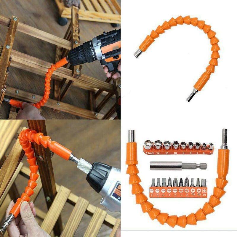21PCS Drill Bit Extension Kit Flexible Soft Shaft Extension Screwdriver Bit Tool