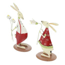 Iron Craft Gift Cartoon Couple Rabbits Statue Garden Sculpture Home Ornament