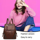 Women Drawstring Backpack Leather Travel Girls School Shoulder Bag (Brown) A