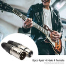 8pcs 4 Male 4 Female XLR 3Pin Plug Microphone Audio Cable Wire Connectors