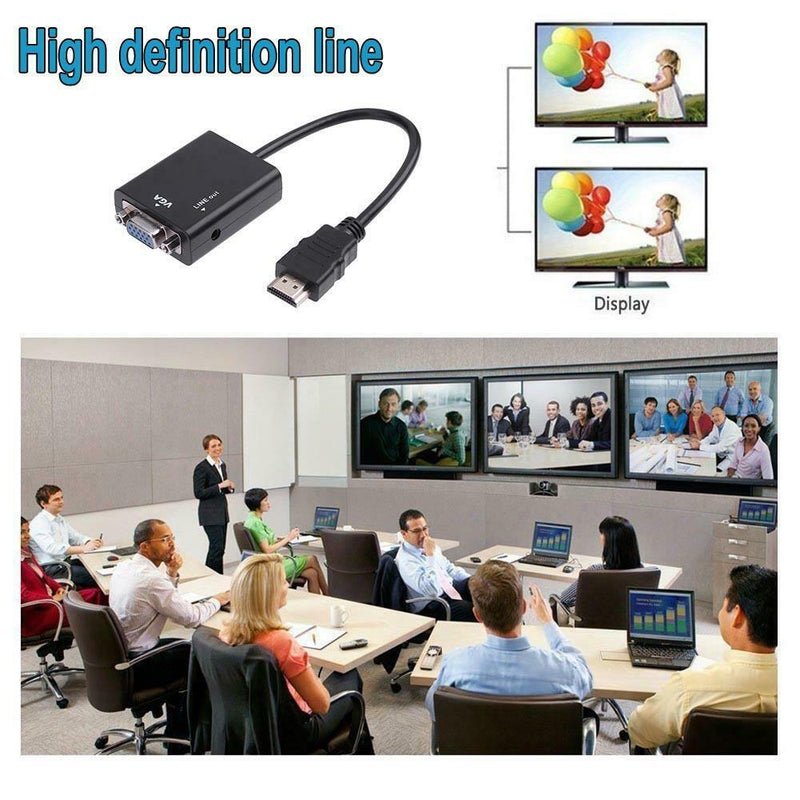 HDMI Male to VGA Male 1080P HDTV Video Converter Adapter with Audio Cable A