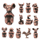 2Pcs Copper Chinese Twelve Zodiac Incense Stick Stand Burner Rat &Dragon