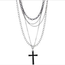 Multi-layer Cross Pendant Necklace Fashion Sweater Choker Statement Jewelry A