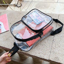 Transparent PVC Backpacks Women Clear School Knapsack Shoulder Bags (Black)