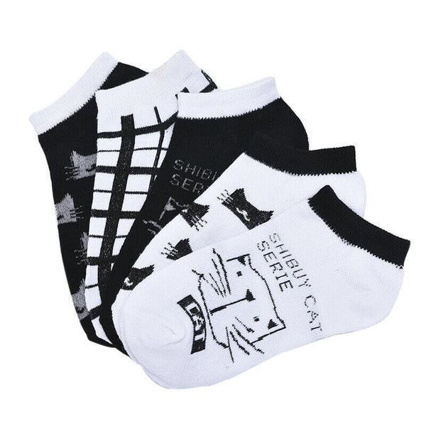 Women Big face cat Comfortable Cotton Sock Slippers Short Ankle Socks OZ