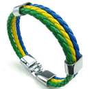 Jewelry Bracelet, Brazilian flag of Brazil Bracelet, Leather Alloy, Male fo