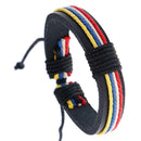 Colorful Weave Rope Bracelet Retro Leather Bangles Unisex Jewelry (Black)