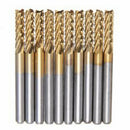 10Pcs Coating End Mill CNC PCB Wood Engraving Drill Bit Set 1/8 inch Shank