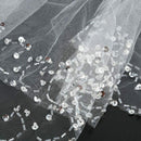 White Woman Bridal Veils Wedding Veils 2 Layers Handmade Beaded Edge with C