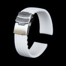 Waterproof Silicone Watch Strap Band Deployment Buckle 22mm---White N5M2