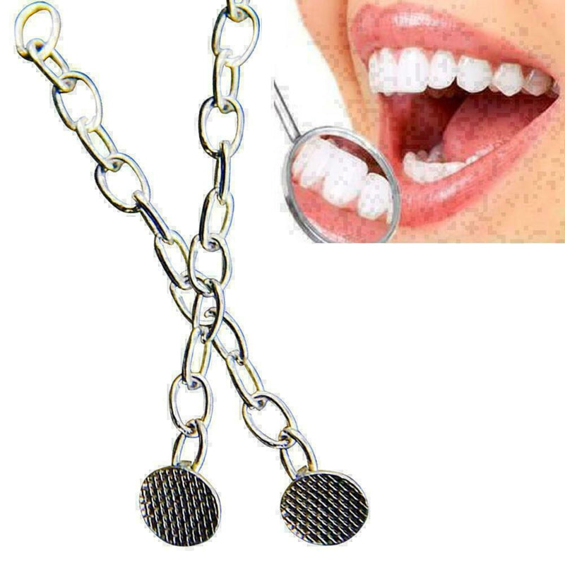 2pcs Dental Orthodontic Traction Chain Round Buttons with Chain Super Q3W2 Z0T1