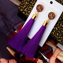 Women Long Earrings Hanging Bohemian Large Tassel Earring Ethnic Purple