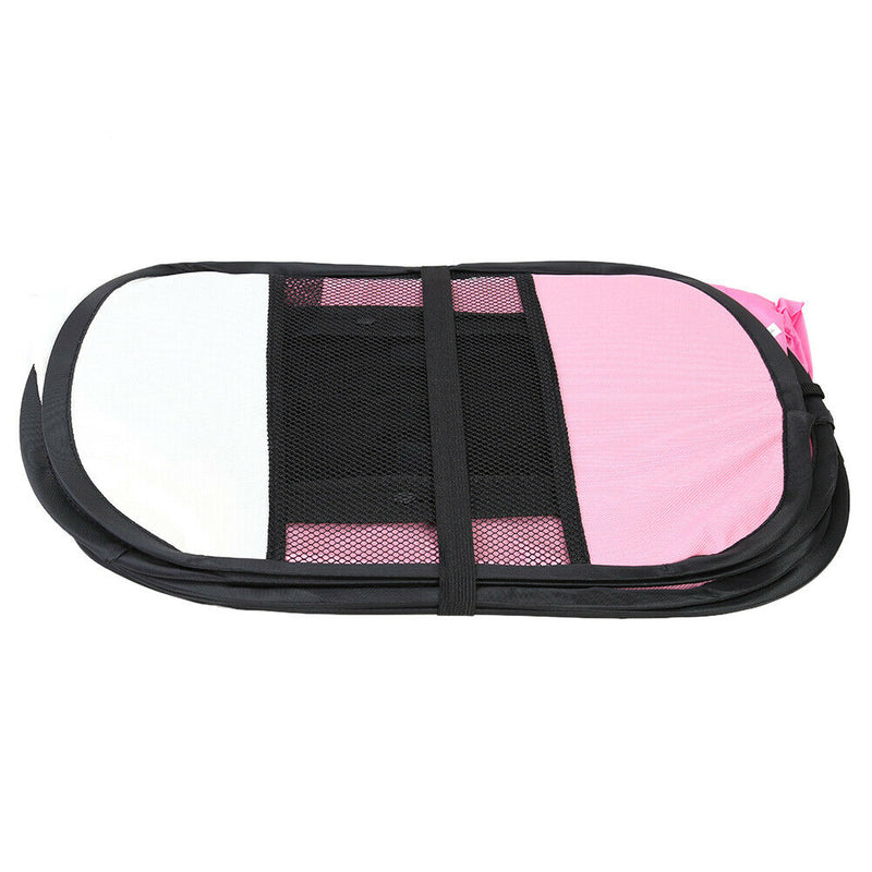 Portable Folding Pet Tent Oxford Dog House Cat Cage Zipper Kennel (Pink)