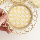 Handwoven Round Natural Rattan Coaster Handmade Insulation Placemat Table Pad