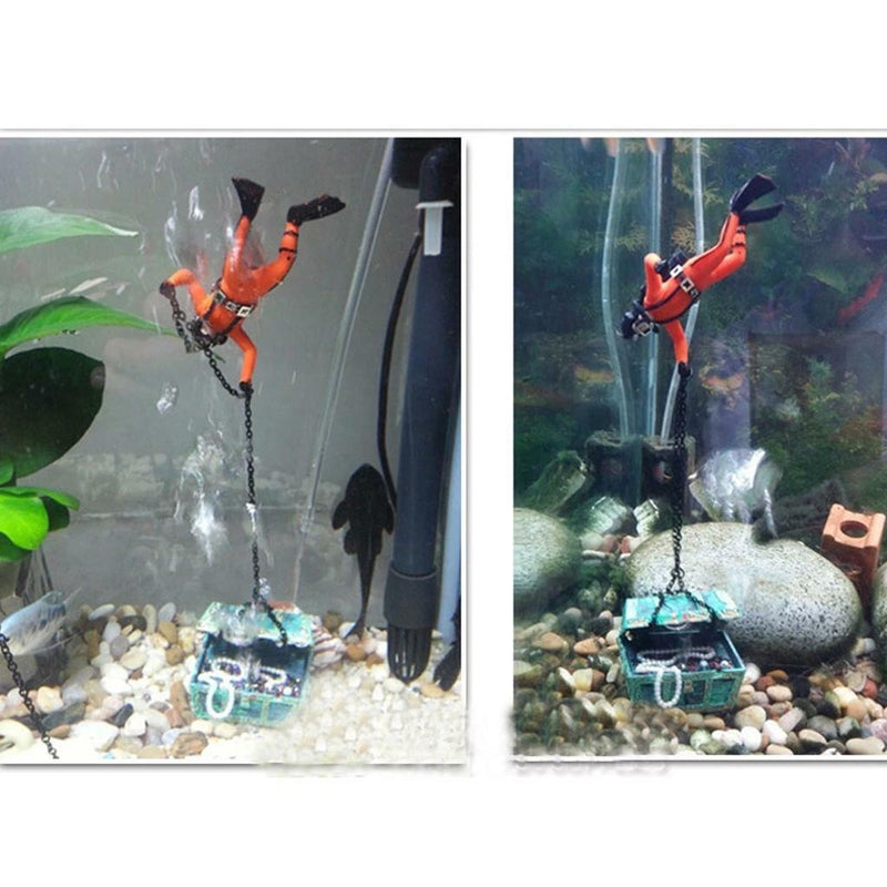 Treasure Diver Treasure Hunter Aquarium Ornament Hide Cave Air-operated Deco