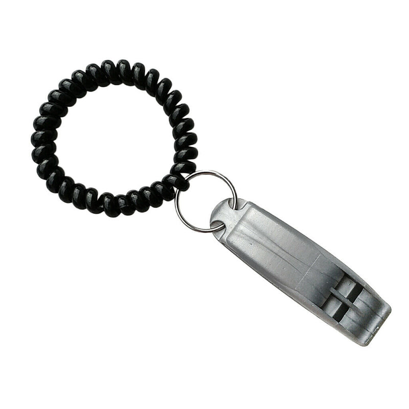 1 Piece Scuba Safety Whistle Outdoor Whistle with Black Wrist Coil Gray