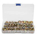 Rivet Nut Tool Kit 175pcs Mixed Zinc Yellow Plated Steel Rivnut Insert Nutsert