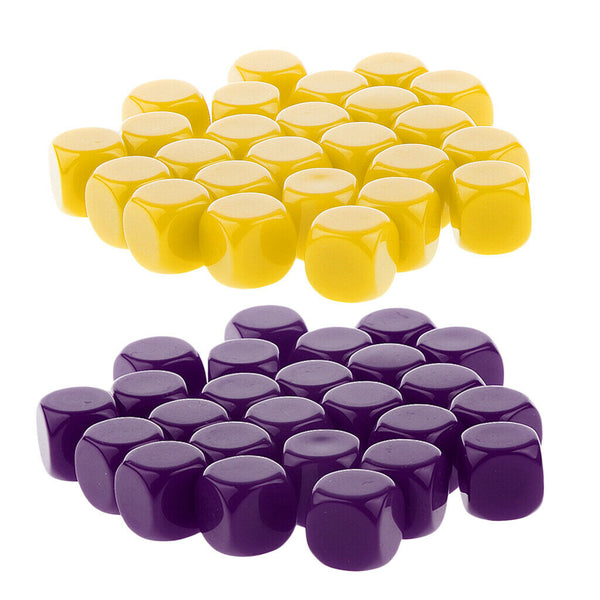50 Pieces Opaque Blank Dice D6 for D&D RPG MTG Party Games Purple + Yellow