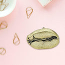 Women Bags Badge Coffee Bean Shaped Brooches Collar Pin Jewelry (Bronze) A