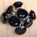 8 X 40mm Diamond Black Crystal Glass Door Cupboard Knobs Pull Handle Drawer L6K4