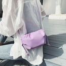 Women Cloud Shoulder Bag PU Day Clutch Solid Crossbody Handbag (Purple) A