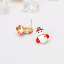 Christmas Earrings Santa Claus Snowman Bells Women Ear Studs Jewelry (02) A