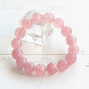 Natural-Madagascar Deep Pink Rose Quartz Crystal Round Beads Bracelet 8mm C S7P3