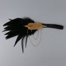 Great  Headpiece Black Feather Beads 1920s Flapper Charleston Headband