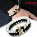 2X Charm King Queen Crown Couple Bracelets His And Her Friendship Beads Bracelet