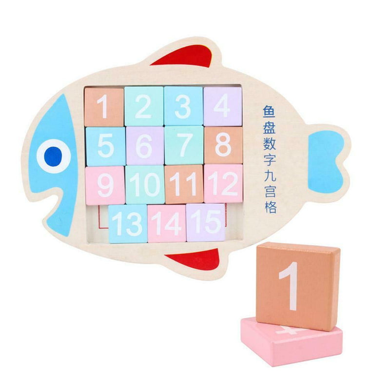 Fish Plate Number Wooden Board Montessori Toys Early Education Math Toys