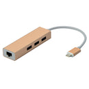 Type-C to 3-Port USB3.0 HUB 100Mpbs Fast Ethernet Lan Adapter Cable f. OS X