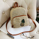 Pineapple Print Small Travel Backpacks Women Straw Shoulder Crossbody Bags