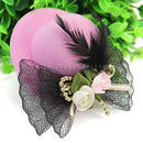 Bow Hair Clip Feather Mini Top Hat Fascinator Birthday Party Fancy Dress Pink