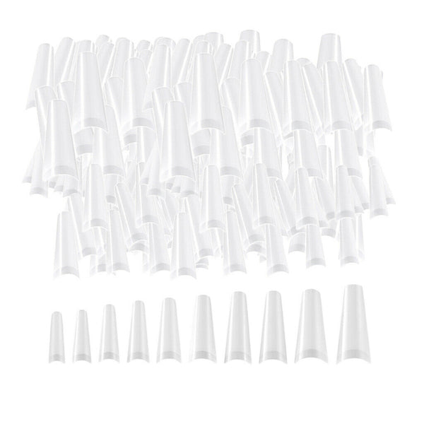 False Nails Half French Nail Tips Home DIY Nail Salon Tools 10 Sizes Natural