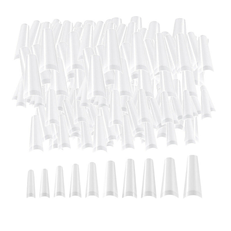 False Nails Half French Nail Tips Home DIY Nail Salon Tools 10 Sizes Natural
