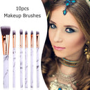 10pcs Marble Makeup Cosmetic Powder Foundation Eyeshadow Lip Brushes Set