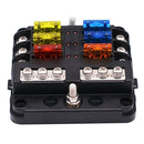 6-Way Marine Boat Blade Fuse Block ATC/ATO Waterproof Automotive Fuse Box