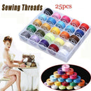 25X Sewing Machine Bobbins Thread Spools Case With Threads for Sewing Machine^^